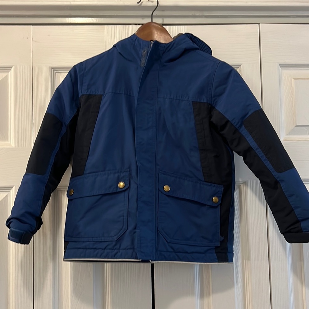 Boys Lands End Blue Hooded Squall Waterproof Parka Size 7